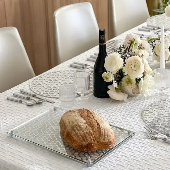 Glass and Mirror Laser Cut Challah Board Gold {4}