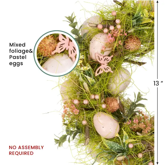 Northlight Easter Eggs with Butterflies Artificial Spring Wreath - 13" Pink {7}