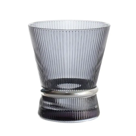 Clear Short Glasses with Band 6pk Grey/Silver {1}