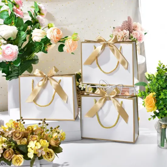 30 Pcs Thank You Gift Bags with Tissue Paper, 9x7x3.1in Paper Gift Bags with Handles, Gift Wrap Bags with Bow Ribbon for Wedding Birthday Baby Shower Bridesmaid Party {2}