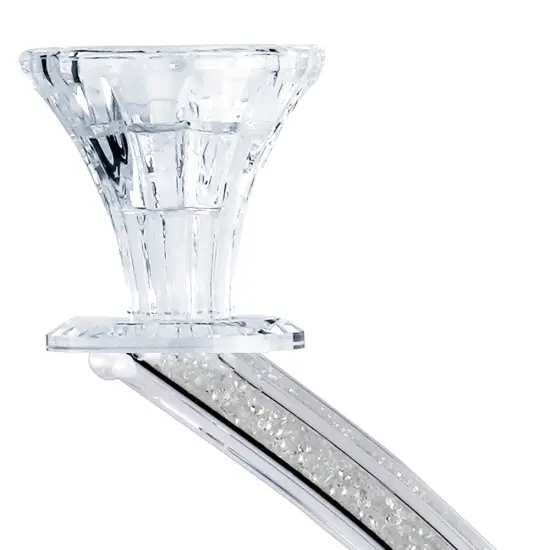 Crystal Candelabra with Inner Gemstones 3 Arms Silver {2}
