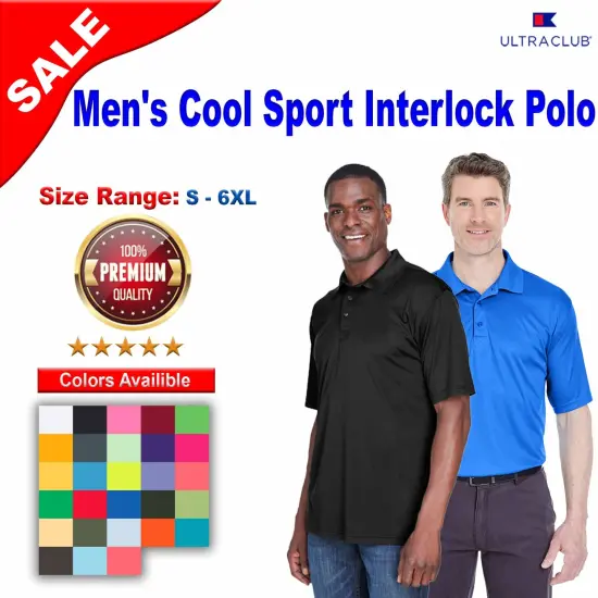UltraClub&reg; Men's Cool & Dry Sport Performance Interlock Polo Royal {2}
