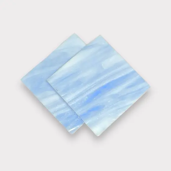 White Superior Blue Prisma COE 96 Fusible Glass Sheets / Mosaic Squares - 2 Pack {2}