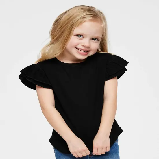 Rabbit Skins&reg; Toddler Flutter Sleeve T-Shirt Black {5}