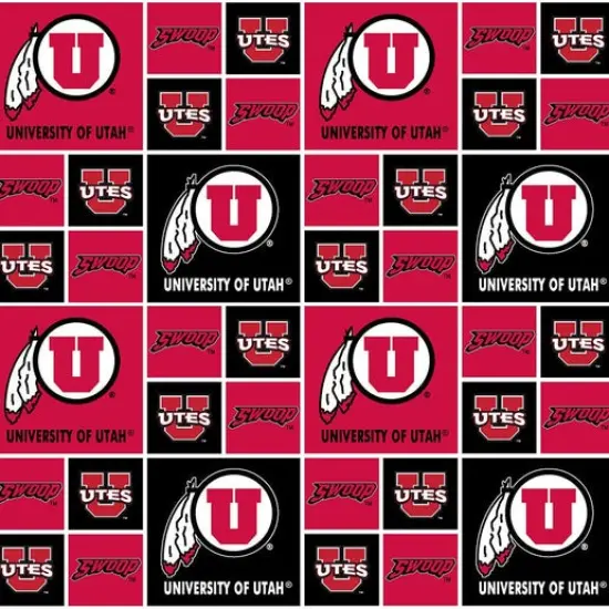 Licensed NCAA University of Utah Block UTA-020 Cotton Fabric by the Yard {1}