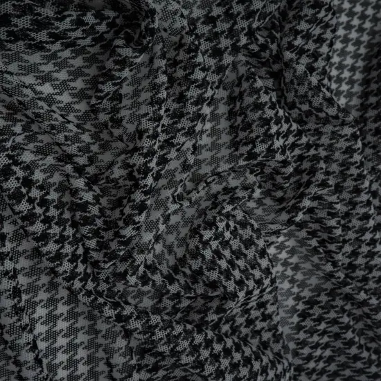 1 Yard Houndstooth Mesh Fabric Lightweight Stretch Print 54 Inches Wide BROWN {5}