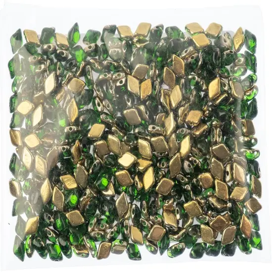 Matubo 2-Hole Czech Glass Backlit Gemduo Beads, 50g Chrysolite Golden {2}