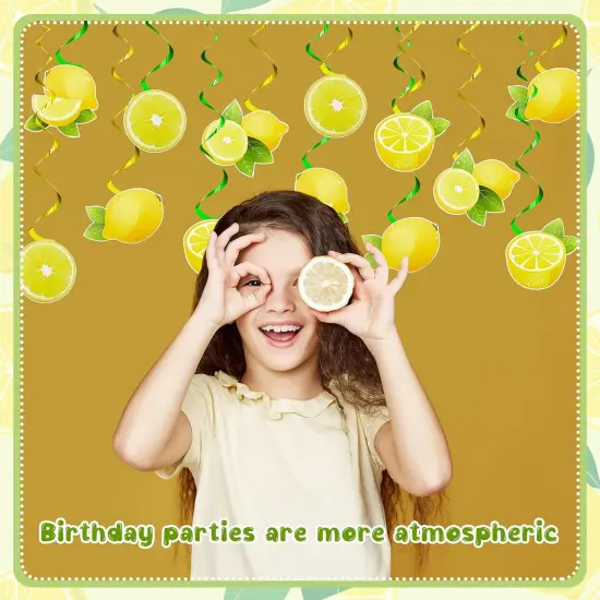 40 Pcs Lemon Party Decorations Lemon Hanging Swirl Decorations Citrus Lemonade Party Hanging Decor for Boy Girl Baby Shower Kids 1st Birthday Summer Fruit Theme Party {4}