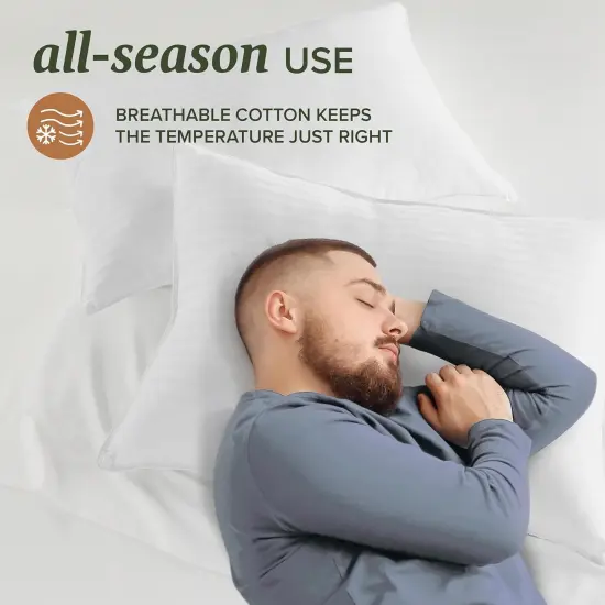 King Size Pillow Protector 2 Pack with Zipper, Soft and Breathable Cotton Pillow Protector Covers {5}