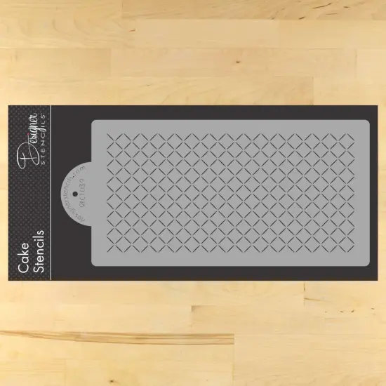 Zoe Clark (1.5 cm) Diamond Netting Cake Stencil Side | C1039 by Designer Stencils | Cake Decorating Tools | Baking Stencils for Royal Icing, Airbrush, Dusting Powder | Reusable Plastic Food Grade Stencil for Cakes | Easy to Use & Clean Cake Stencil {1}