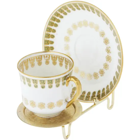 Bard's Ornate Shiny Gold-toned Cup and Saucer Stand, 3" H x 2.75" W x 4" D {3}