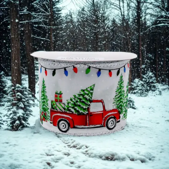 Designer's Shop Holiday Tree truck wired ribbon, WR 63-5135 2.5&rdquo; x 10 yard {6}