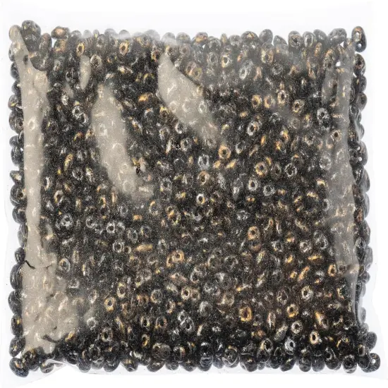 Matubo 2-Hole Czech Glass Jet Tweedy Superduo Beads, 100g Gold {2}