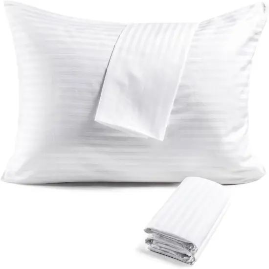 100% Cotton Pillow Protectors, Standard Size (20x26), 2 Pack, Oeko-TEX Certified, Hotel Grade Pillow Cover with Silent Zipper {1}