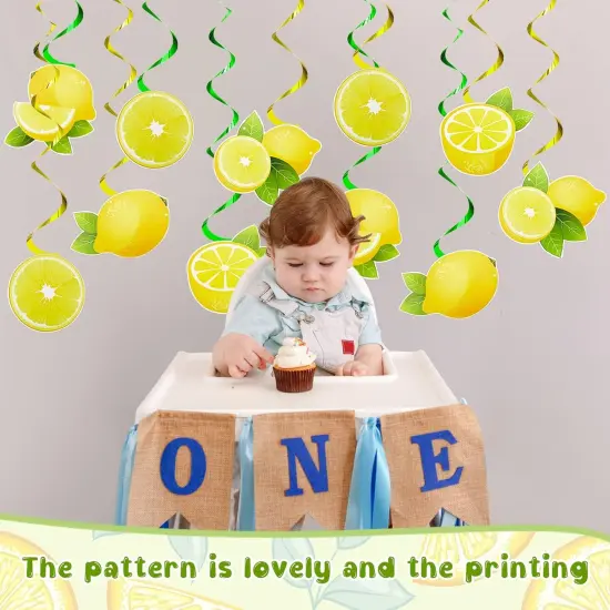 40 Pcs Lemon Party Decorations Lemon Hanging Swirl Decorations Citrus Lemonade Party Hanging Decor for Boy Girl Baby Shower Kids 1st Birthday Summer Fruit Theme Party {5}