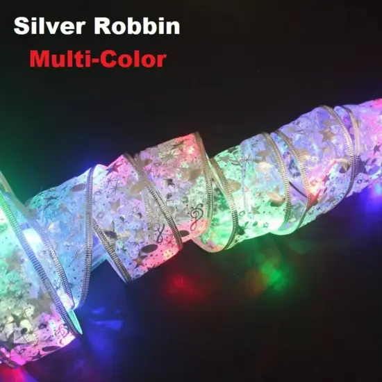 Kitcheniva 13 Ft Christmas Ribbon Bows Fairy String Lights Battery 50 LED Party Decor {1}