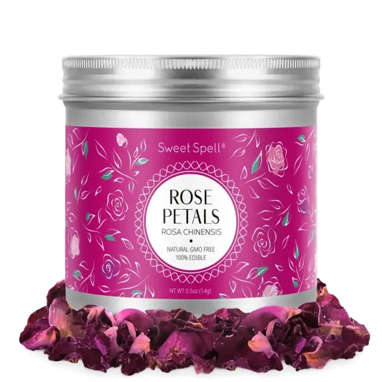 Sweet Spell Dried Rose Petals &ndash; Edible Flowers for Drinks, Cocktails, and Cake Decorations &ndash; Perfect for Tea, Soap, and Candle Making &ndash; 14g {1}