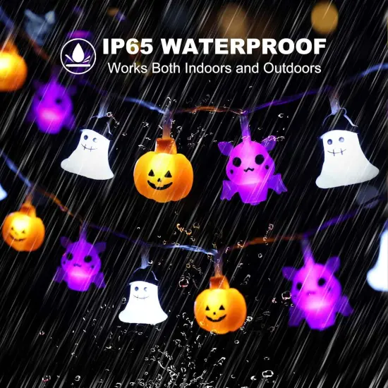 30 LED Pumpkin Bat Ghost Spooky Halloween Decorations {4}