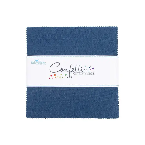 Confetti Cotton 5" Square Pack (Charm Pack / 5" Stacker) in Oxford Blue byfor Riley Blake (5-120-OXFORD-42) {1}