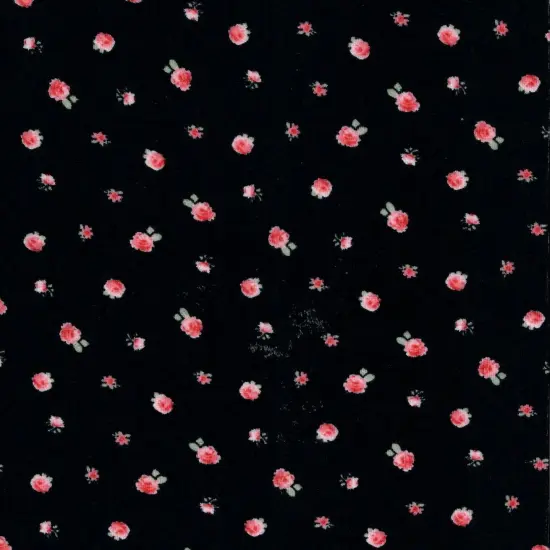 1 Yard Cotton Style Ditsy Pointelle Print Knit Fabric, 61/63&Prime; Wide Polyester Spandex Blend BLACK {1}