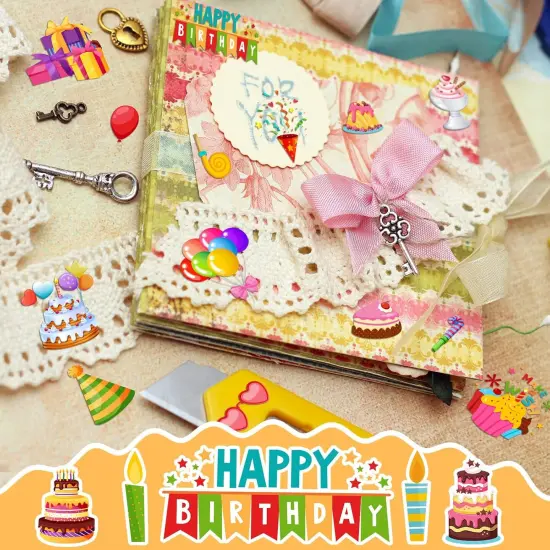 100 Pcs Birthday Paper Die Cuts Cardstock Scrapbook {4}