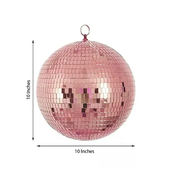 2 pcs 10" wide Rose Gold Glass Mirror Disco Balls Ornaments Wedding Decorations {2}