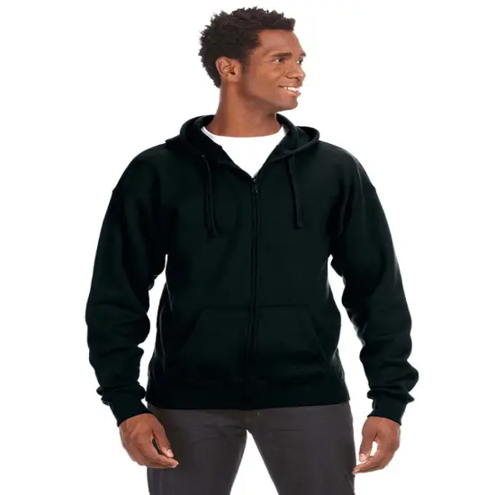 J America&reg; Premium Full-Zip Fleece Hooded Sweatshirt BLACK {1}