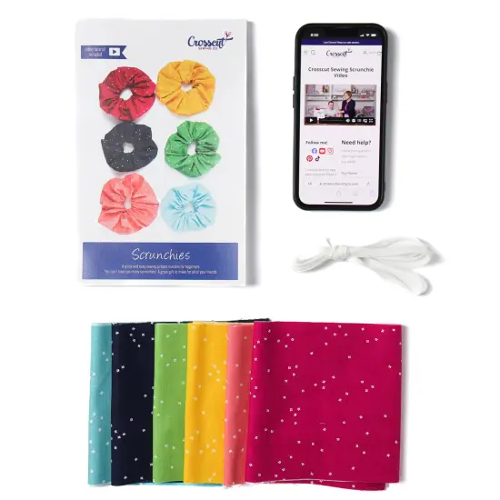Crosscut Sewing Co.&reg; Scrunchie Sewing Project Kit for Beginners with Fabric, Instructions and Video Blossom {5}