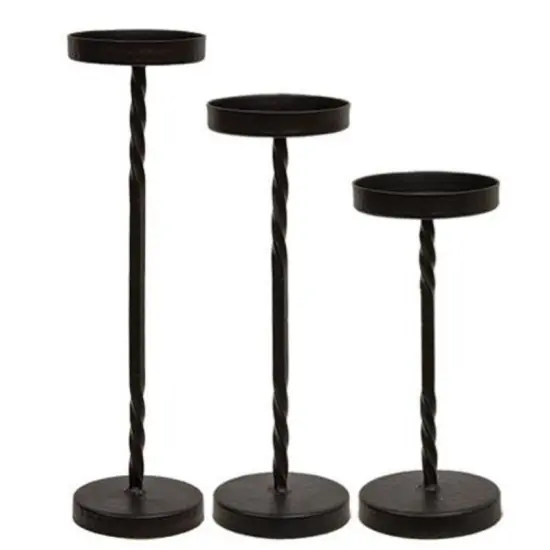 3/Set Wrought Iron Twisted Pillar Holders {1}