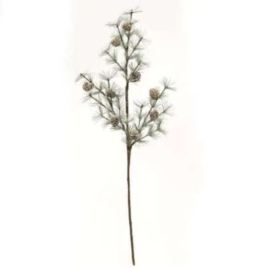 Vintage Glitter Birchcone Pine Spray 28" {1}