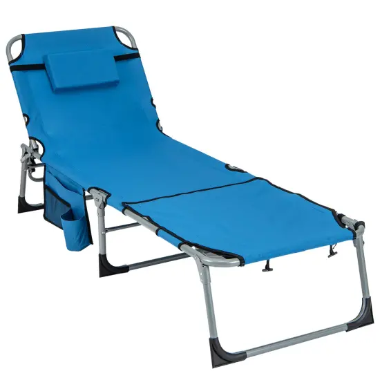 5-position Outdoor Folding Chaise Lounge Chair Beige {7}