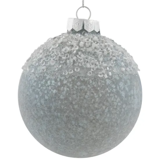 Northlight 4" Silver and White Beaded Glass Christmas Ornament {4}