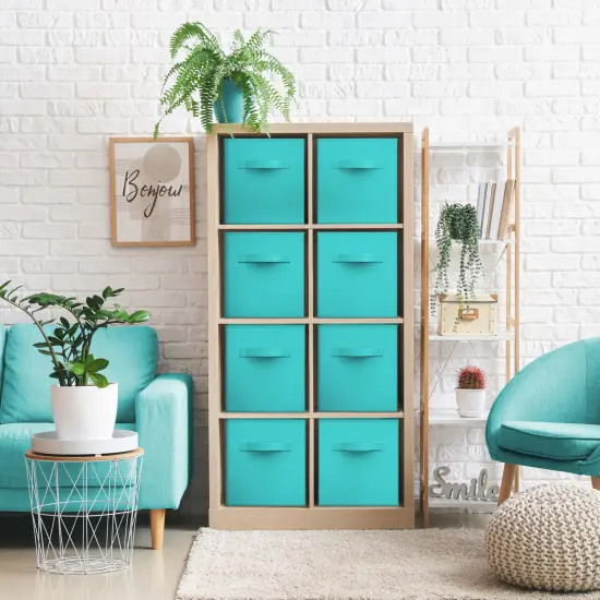 Sorbus Large 13" Storage Bins - 8 Pack Sturdy Collapsible Fabric Storage Cubes with Handles Navy blue {8}