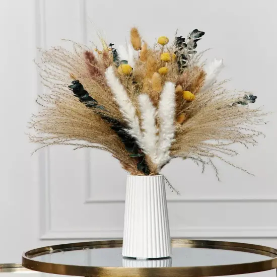 Natural Pampas Grass Decor Boho Dried Flowers Bouquet with Bunny Tails, Reed Grass for Wedding Boho Home Table Decor {2}