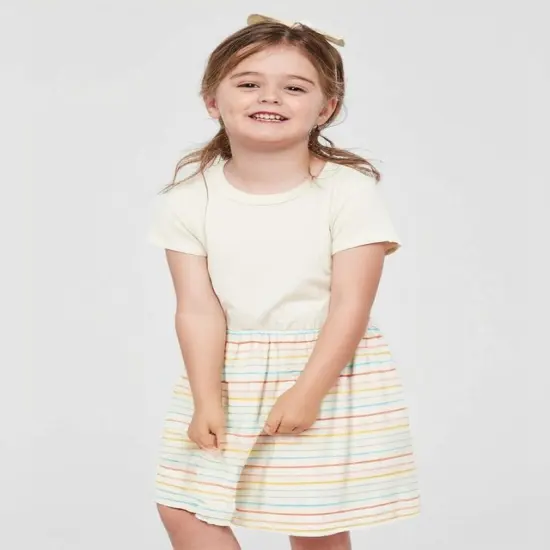 Rabbit Skins&reg; Infant Fine Jersey Dress Natrl / SunStrp {1}