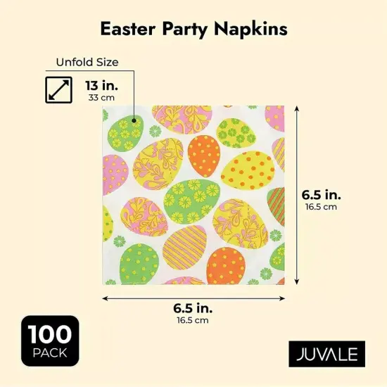 100x Easter Egg Party Paper Napkins for Lunch Tableware Decorations 6.5 Inche {4}