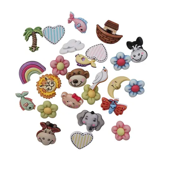 Zoo Animal Novelty Buttons: 50-Piece Assortment for Crafts, Sewing & DIY Projects with Lions, Elephants {1}