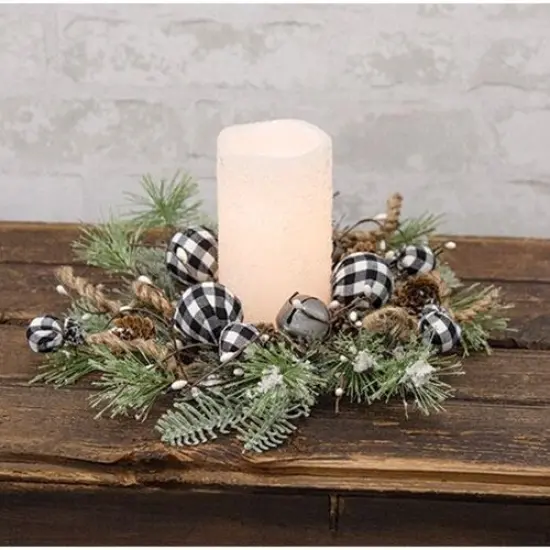 Black & White Country Gingham Bells Ring 12" {3}
