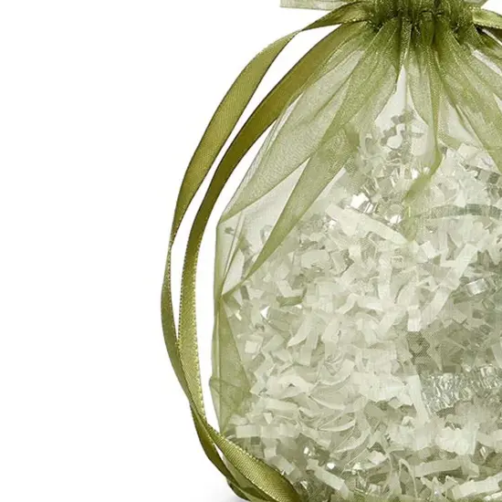Wide Round Flat Bottom Organza Bags 6 1/2 '' X 4 '' X 7 '' for Luxurious Wrapping Moss Green {4}