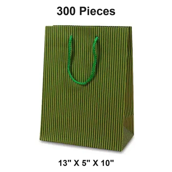 Wide Pinstripe Paper Euro Totes 13'' X 5'' X 10'' Sturdy {1}