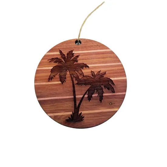 Sunset and Palm Trees - Cedar Ornament {3}