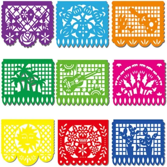 Mexican Papel Picado Banner Edible Cake Topper-1/4 Sheet {1}