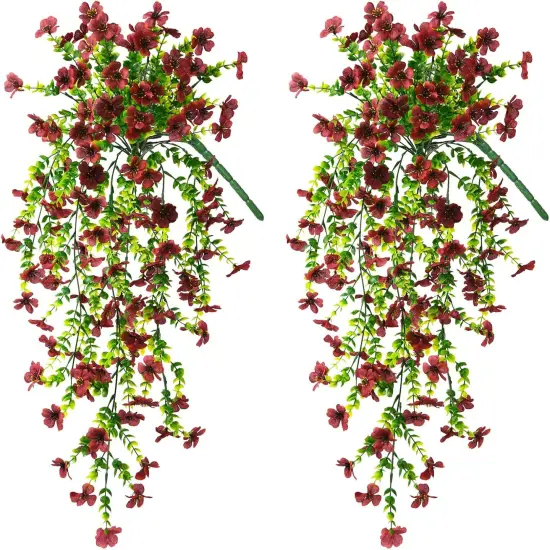 Vibrant Faux Daisy Hanging Plants - 2PCS Fall D&eacute;cor Brown {3}