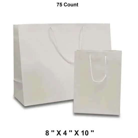 Chic Packaging with 8'' x 4'' x 10'' Glossy Paper Euro Totes White {1}