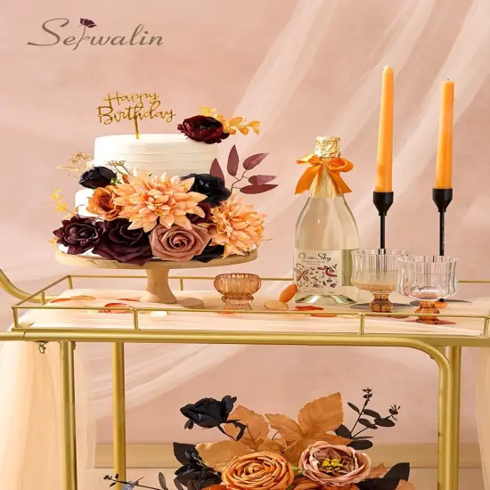 Artificial Orange & Black Flowers - Grand {5}