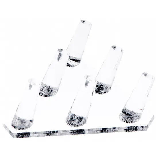 Plymor Clear Acrylic Ring Finger Display, Six, 5.5" W x 5" D x 1.75" H {1}