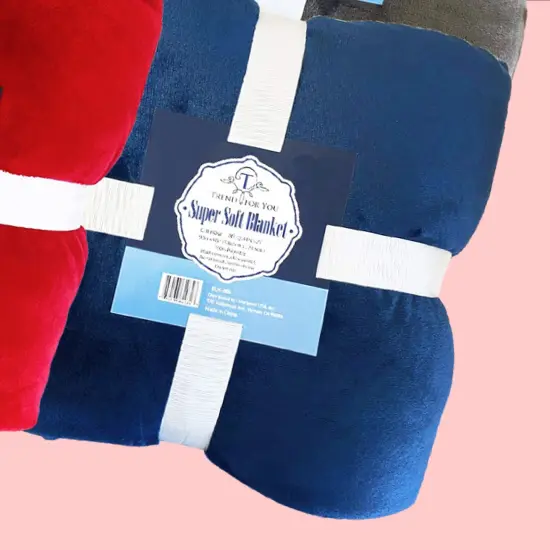 90x90" Solid Color Flannel Blanket Red, Coffee, Charcoal & Navy, 310g Single Layer {5}