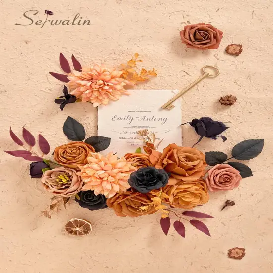 Artificial Orange & Black Flowers - Grand {2}