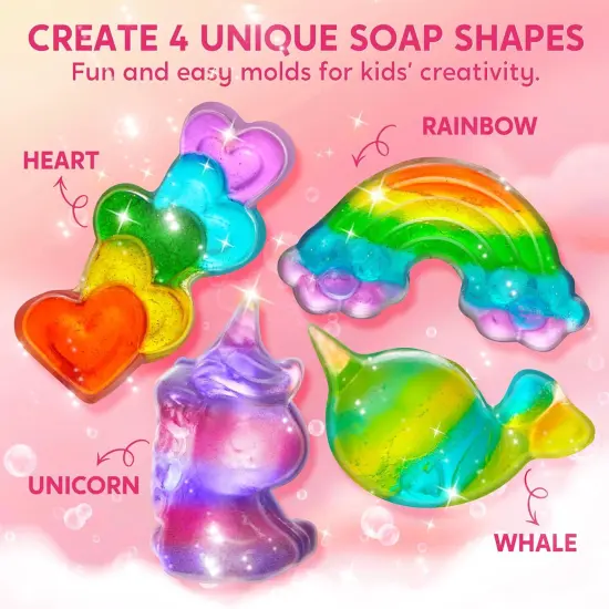 Soap Making Kit- Make Your Own Soap- DIY Unicorn Soap with 4 Molds, Spa Science Kit for Kids, Stem Activity Gifts for Toddler Kid Aged 6+, Girl Birthday Present {2}