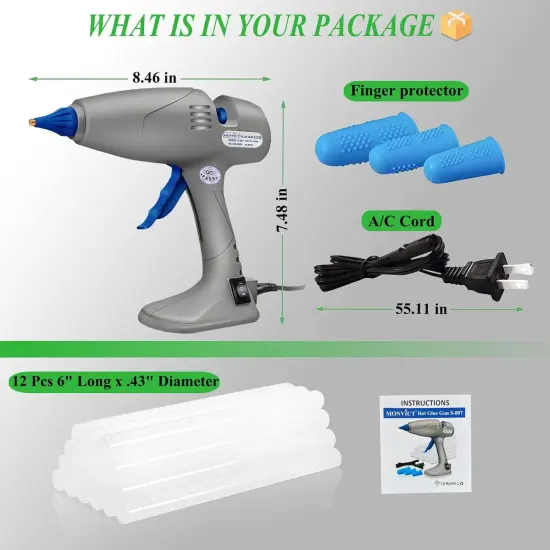 Full Size Hot Glue Gun, 120W&80W Glue Guns Dual Temp Large Industry Glue Gun, Corded Detachable Cord Use Stand-Up Base Anti-drip Hot Melt Glue Gun with 12 Glue Sticks for Art DIY Craft Repair {2}